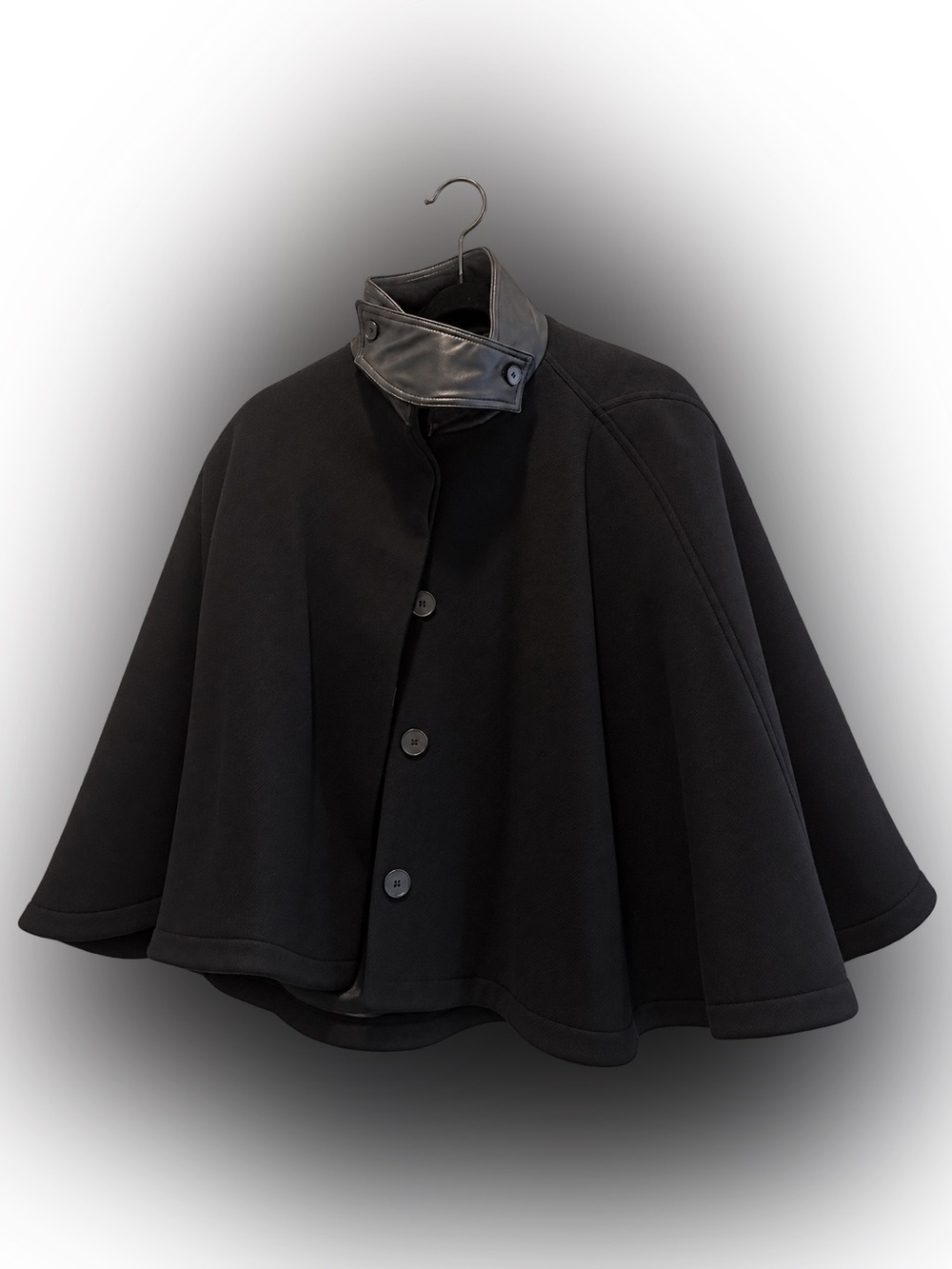 ZARA Wool Blend Poncho Cape Coat Black